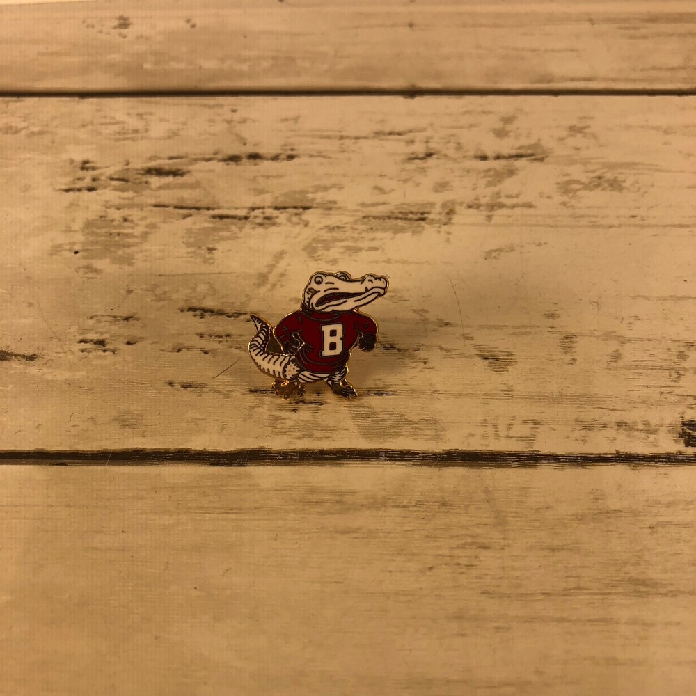 Baker Gators Mascot Enamel Pin Maroon Sweater Gator Gold Tone